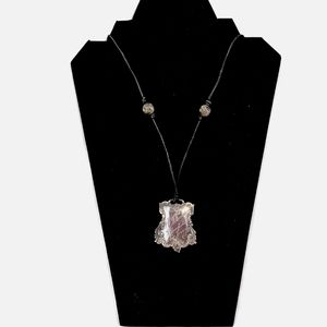 Antique Engraved Sterling Silver Postal Tag Necklace — Leather Cord — 17 g